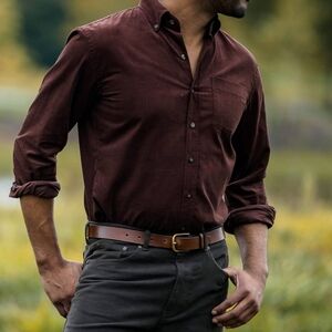 LEDBURY The Brown Crockett Corduroy Custom Shirt Mens XL